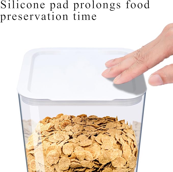 Cereal Dispenser Countertop, 5L Cereal Containers Storage Dispenser for Pantry, Large Dry Food Cereal Dispenser, Not Easy to Crush Cereal, Can Hold Oatmeal, Candy, Snack, Grain, Pet Food (White, 3Pc)