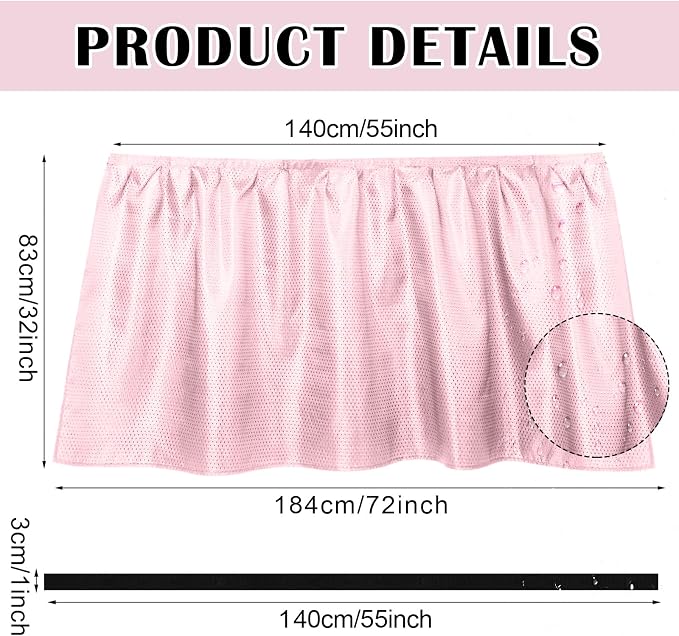 Fabric Sink Skirt Diamond Bathroom Stitch Self Stick Adhesive Waterproof Fabric Under Sink Curtain Skirt 55 x 32 Inch Adds Bathroom Storage(Pink,Fashion Style)