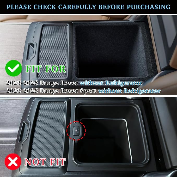 Center Console Organizer for 2023-2026 Range Rover & Range Rover Sport (without Refrigerator), Armrest Storage Box Insert Tray Interior Accessories