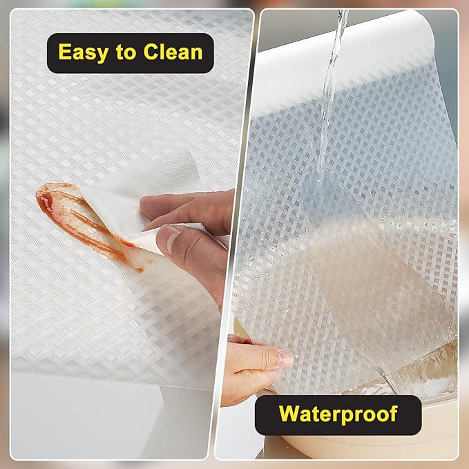 Refrigerator Liner, Waterproof Shelf and Drawer Liners for Kitchen Cabinet, Bathroom Under Sink Mat Non Adhesive Fridge Liner EVA Place Mats Roll - Clear 12"×118"