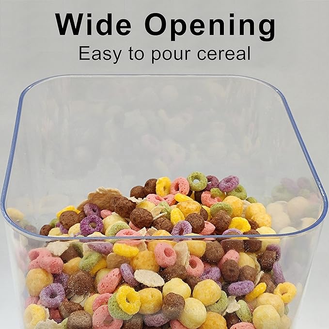 Cereal Dispenser Countertop 2Pc, Cereal Containers Storage, 5L Organization and Storage Containers for Kitchen, Dry Food Dispenser for Rice, Grains, Nuts, Snack,Oatmeal, Pet food, White