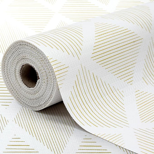 Drawer and Shelf Liner for Kitchen 17.5in x20FT, Non-Slip Non-Adhesive Cabinet Liners for Cupboard, Dresser, Shelves, Tool Box, Pantry, Thickened Easy Install, Strong Grip, Yellow&White