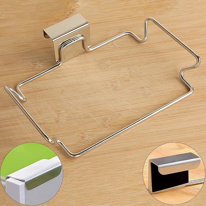 OYSIR Large Stainless Steel Trash Bag Holder for Kitchen Cabinets Doors and Cupboards, Under Sink Bag Holder, Garbage Bag Holder, Space Saving Waste Can, Hanging Kitchen Trash Cans