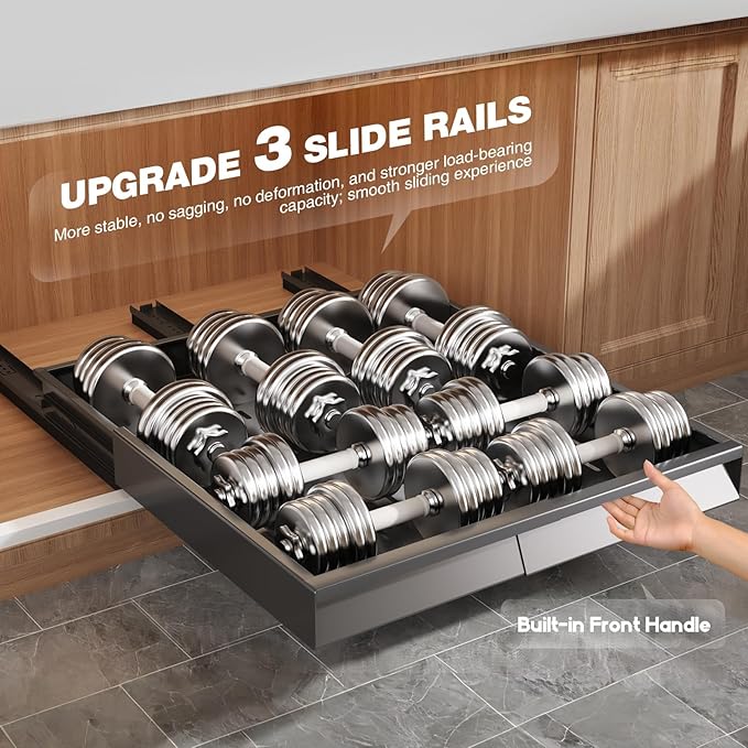 Seinloes 4 Pack Pull Out Cabinet Organizer Expandable Width (12"-20.8") & Depth (16.2"-23.6"), 3 Slide Rails Slide Out Drawers with Handle, Includes Raising Pad for Framed Cabinets, Black