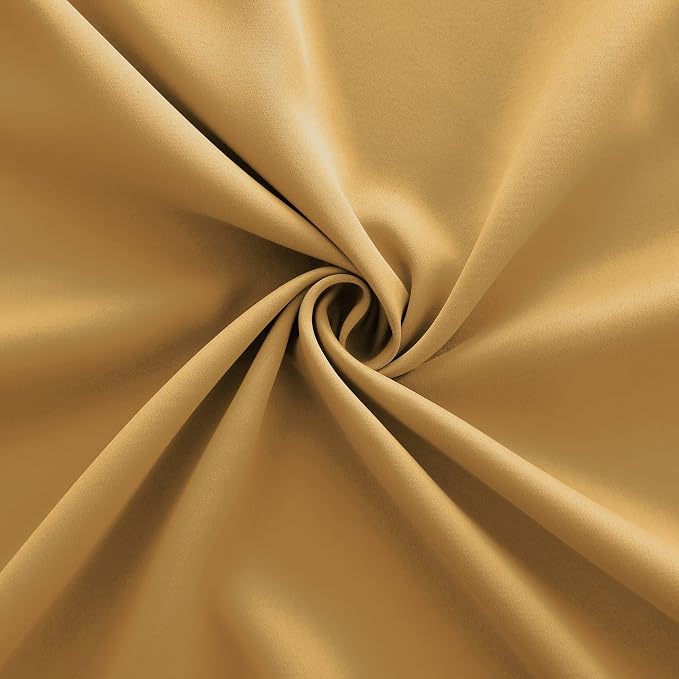KOUFALL Sun Light Gold Kitchen Curtains 30 Inch Length Set of 2 Pack Rod Pocket Short Curtains for Small Bathroom