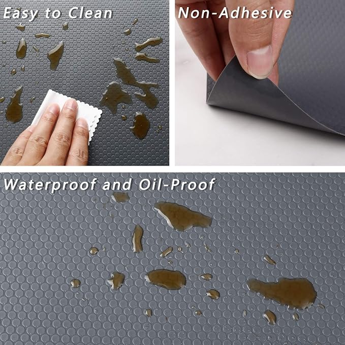 HooTown Shelf Liner Kitchen Cabinet Drawer Mats 23.6 Inch Wide x 13 Feet Long, Non Slip EVA Plastic Water Resistant Pad for Bathroom Drawers,Shoe Shelves, Under Sink, Gray