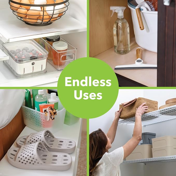 EasyLiner Clear Classic Shelf Liner - Durable Non-Adhesive Fridge Liner - Easy-to-Install and Easy-to-Clean - Kitchen Liner Mat for Fridge Shelves - Food Safe - Removable - 18 in x 30 ft - Clear
