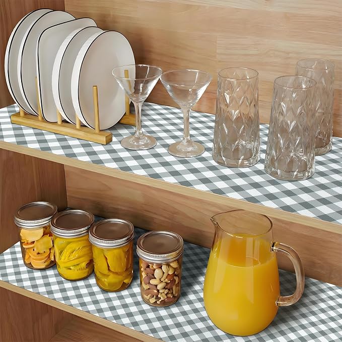 Shelf Liners Non Adhesive 5Rolls*17.7'' X 96'' Drawer Liner for Kitchen Cabinets, Waterproof Shelf Liners Durable Anti-Slip for Kitchen Cabinets Cupboard Liner