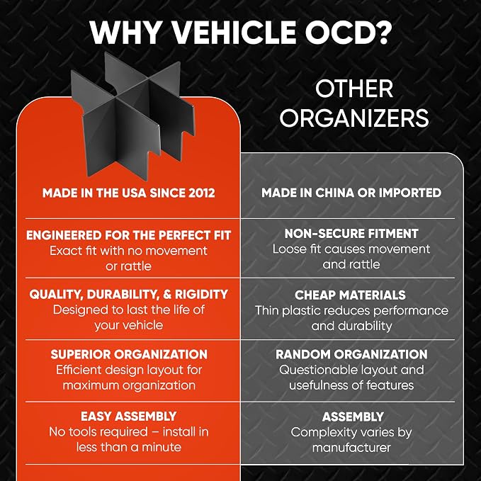 Vehicle OCD - Center Console Organizer for Toyota Highlander (2008-2013) - Made in USA - SLX116