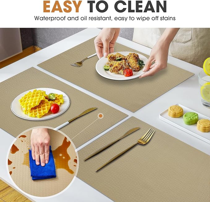Drawer and Shelf Liner, Non-Slip Kitchen Cabinet Liners Non-Adhesive Thick Strong Grip Waterproof Washable Mats Protect Dresser Shelves Cupboard Bathroom Cabinets, Beige, 18 in X 30 FT