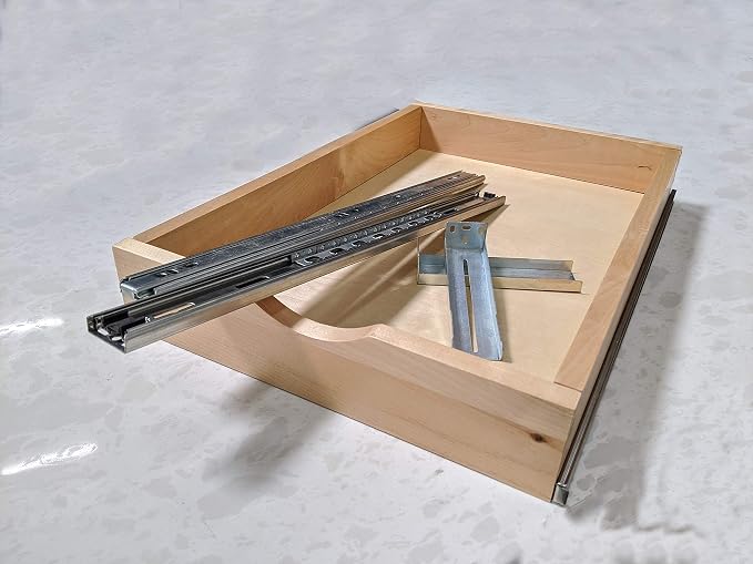 Elysian 23" Kitchen Cabinet Pull Out for 27" Cupboard, Solid Wood Build, 21" Deep Low Profile Tray, Full Extension Runners, Spacers Included for Perfect Fit