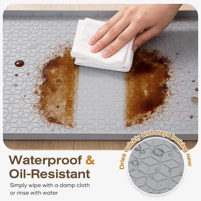 TRZZ Silicone Waterproof Under Sink Mat 28" x 19", Drip Tray and Cabinet Liner for Kitchen and Bathroom, Prevents Water Damage and Organizes Cabinets (Black)