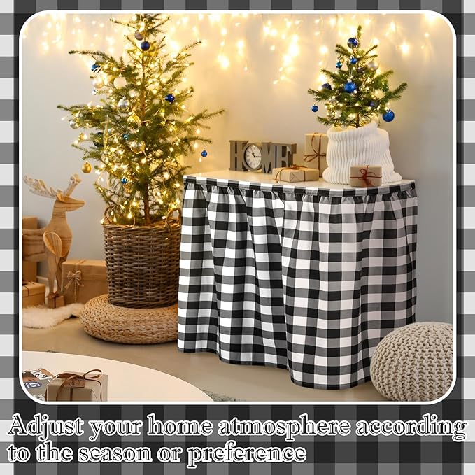 Cabinet Curtains 51 x 28 Inch Black and White Sink Skirt for Bathroom Kitchen Home Diamond Stitch Self Stick Adhesive Waterproof Fabric Farmhouse Rustic Drape Under Desk Privacy Drape Laundry Room