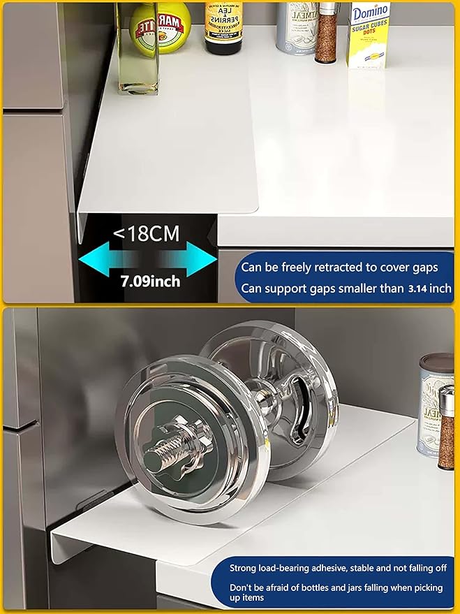Metal Kitchen Refrigerator Gap Partition Side Panel For Crack Behind Refrigerator Kitchen Partition Panel No Drill Countertop Gap Extension Board(Black,11.81 * 7.87inch)