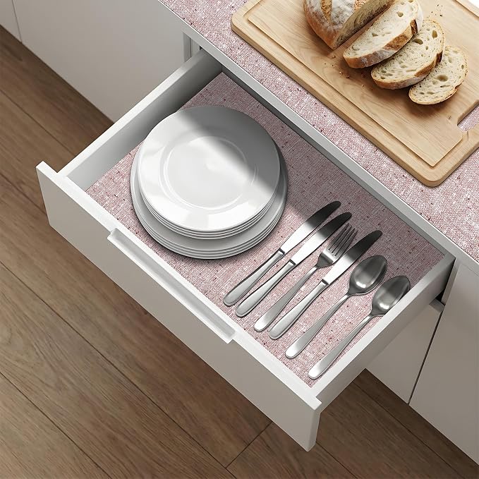 5Rolls*12'' X 120'' Shelf Liners Drawer Liner for Kitchen Cabinet Non Adhesive, Strong Grip Anti Slip Cabinet Liners for Shelves, Oil-Proof Waterproof Cupboard Liner