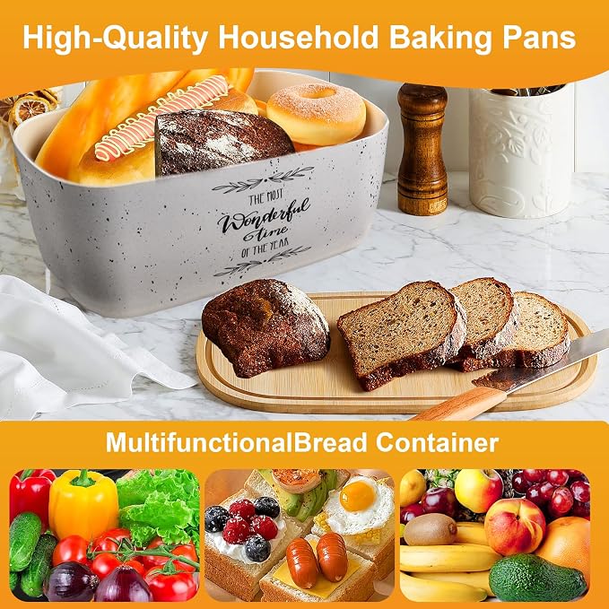 Bread Box For Kitchen Countertop,Bread Box with Cutting Board Lid Made with Bamboo Fiber,Bread Container Holder Keeper Keep Fresh I14.4x8.3x5.6 in……
