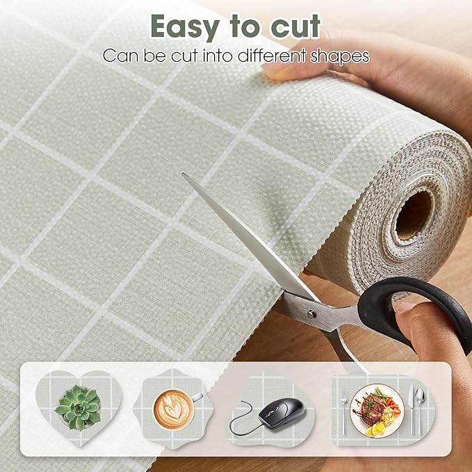 Drawer and Shelf Liner, Non-Slip Kitchen Cabinet Liners Non-Adhesive Thick Strong Grip Waterproof Washable Mats Protect Dresser Shelves Cupboard Bathroom Cabinets, Light Green, 12 in X 30 FT