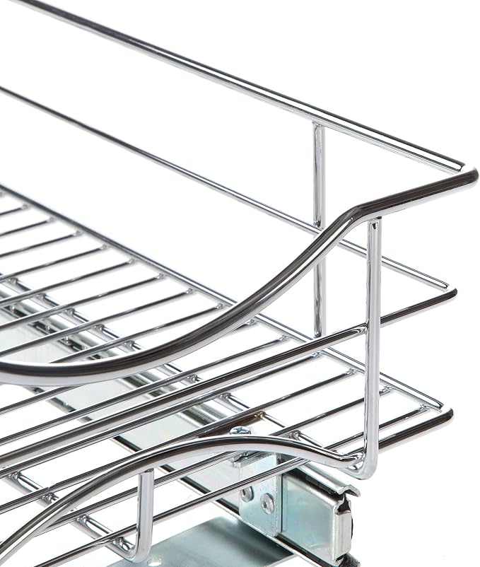 Home Zone Living Pull Out Kitchen Cabinet Organizer with Slide Out Drawer for Space Saving Storage, 11” W x 21” L