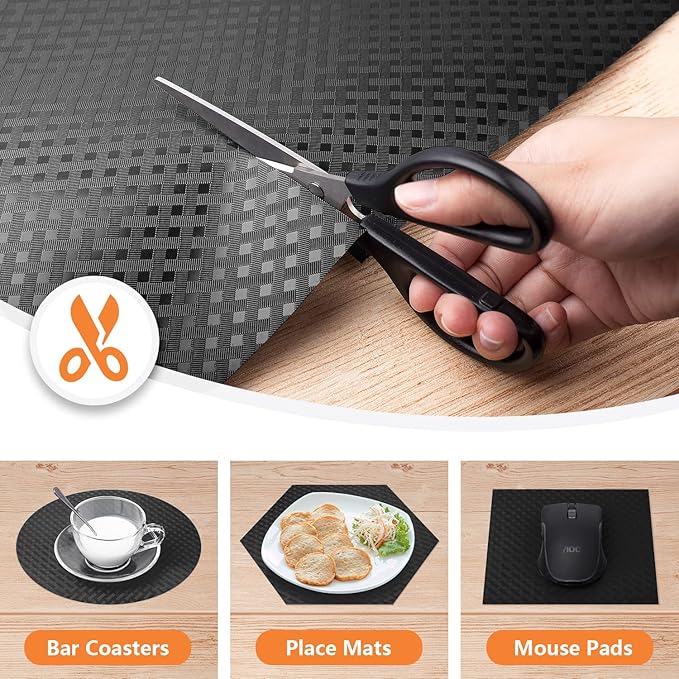 Shelf Liners for Kitchen Cabinets Refrigerator Liners Waterproof & Oil-Proof Kitchen Cupboard Liner Non-Slip Drawer Mats EVA Material Non Adhesive Fridge Liner for Shelves - Black 17.5 x 236.2 Inches