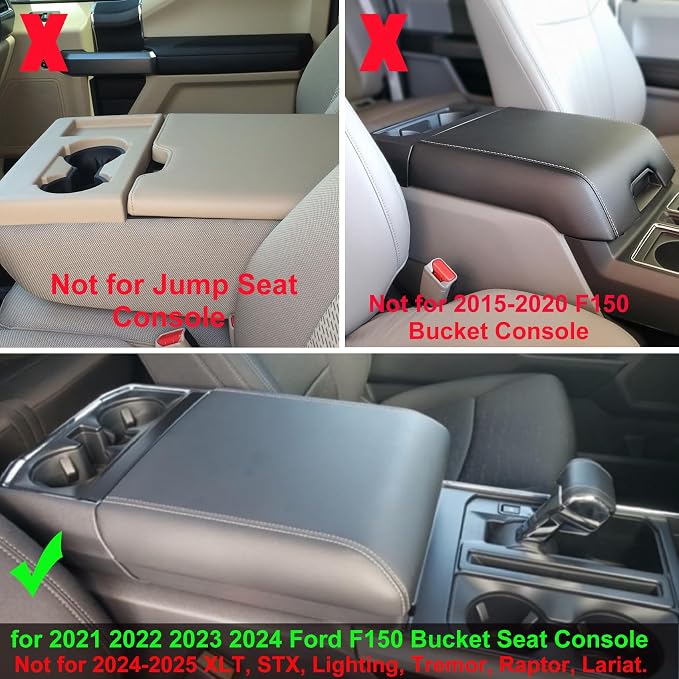 Zxiaochun Center Console Organizer Compatible with 2021 2022 2023 2024 Ford F150 Interior Accessories, Armrest Box Insert Storage Tray (Full Console w/Bucket Seats ONLY)-Red Trim