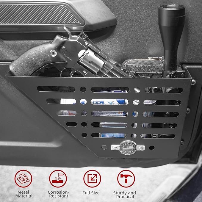 Front Door Storage Metal Box for Ford Bronco 2021-2024 Interior Storage Expansion Front Door Storage Pockets Side Insert Organizer Accessories (2-PCS)