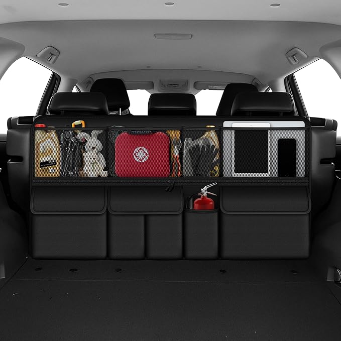 Hanging Trunk Organizer Fit For JEEP Grand Cherokee Foldable Large Capacity 41.3x20 inch Backseat Trunk Organizers Storage with Multi Pockets(Black)