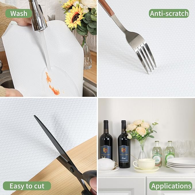 Shelf Liners 19 inch x 20 ft Shelf Liners for Kitchen cabinets nonstick Shelf Lining Drawer Mats EVA Protector for Cupboard (White,19 inch x 20 ft)