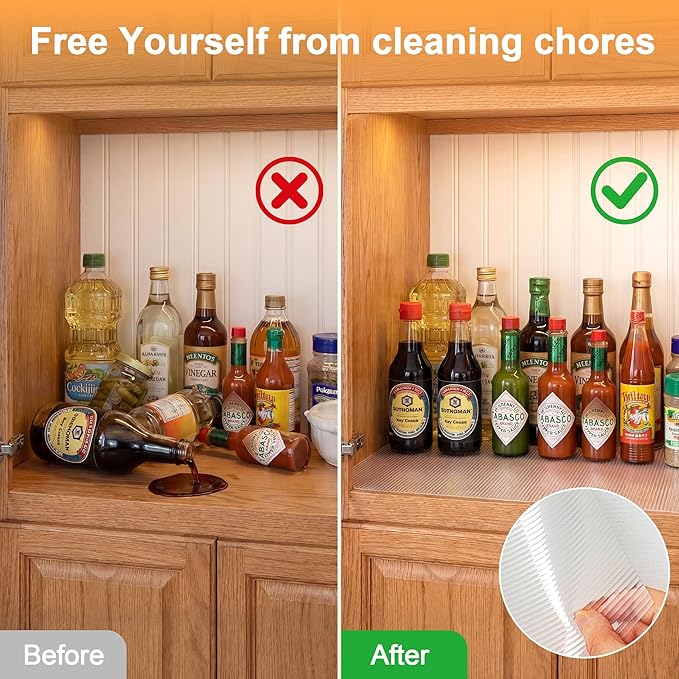 FEXIA Shelf Liners for Kitchen Cabinets Drawer Non Adhesive Non-Slip Liner 35 Inches x 20 FT Waterproof & Oil-Proof Durable Material Fridge Liner for Shelves