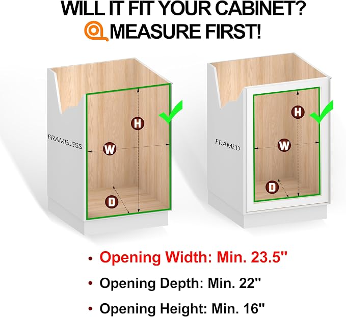 JOWBOOW (23" W x 22" D Cabinet Pull Out Shelves, 2-Tier | Heavy Duty Kitchen Pull Out Shelves for Wide Cabinets, 22 Inch Deep Sliding Cabinet Organizer