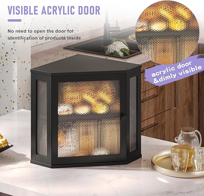 Bamboo Bread Box with Acrylic Window Display,Kitchen Countertop Storage(Black, Extra Lage)