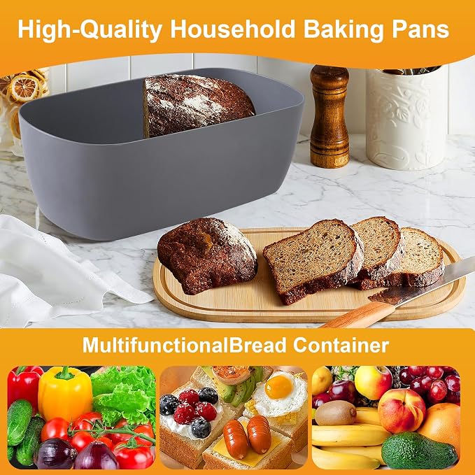 Bread Box For Kitchen Countertop,Bread Box with Cutting Board Lid Made with Bamboo Fiber,Bread Container Holder Keeper Keep Fresh I14.4x8.3x5.6 in……