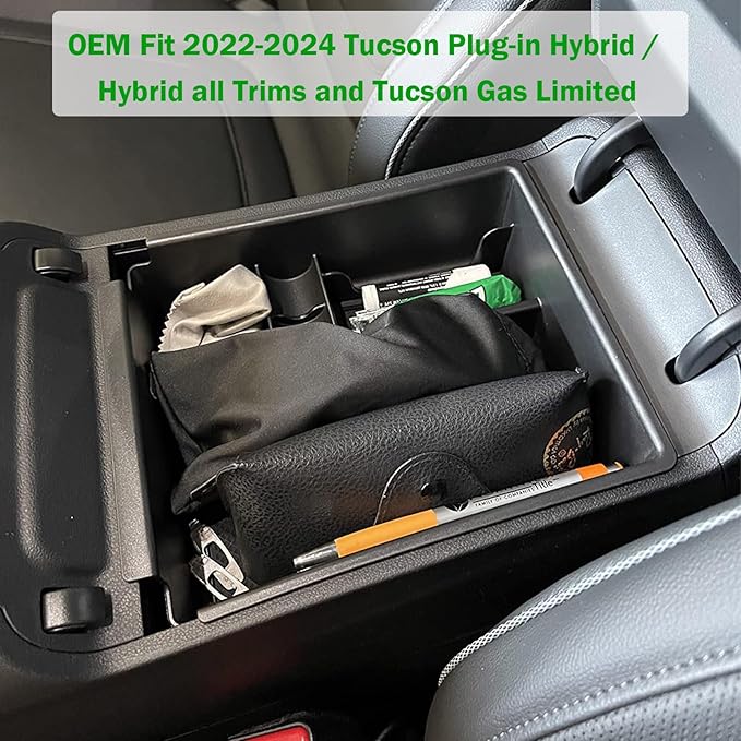 TACORBO Center Console Organizer Compatible with Hyundai 2022-2024 Tucson Plug-in Hybrid/Hybrid all Trims and Tucson Gas Limited and Santa Cruz 2022 2023-2025 Accessories, Armrest Insert Tray, Blue