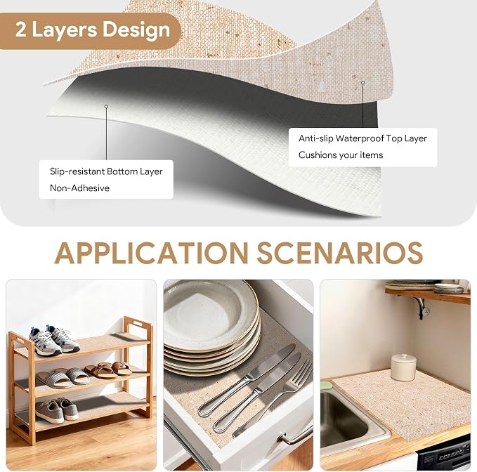 20'' X 72'' Shelf Liners Drawer Liner for Kitchen Cabinet Non Adhesive, Strong Grip Anti Slip Cabinet Liners for Shelves, Oil-Proof Waterproof Cupboard Liner
