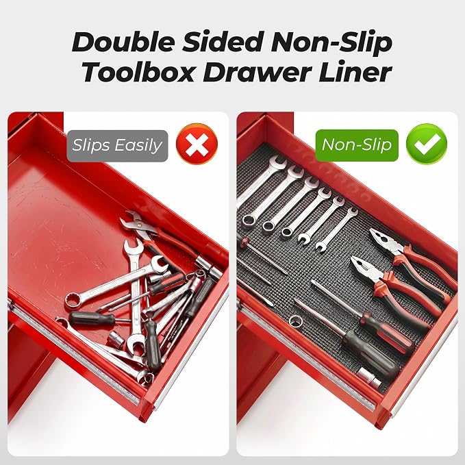 PABUSIOR Foam Toolbox Shelf Liner: 5MM Thick Heavy Duty Tool Box Liners for Drawer - Black Non Slip Cabinet Protector Mats for Garage Shelves 13.5" W x 98" L