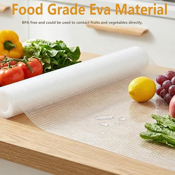 Shelf Drawer Liner for Kitchen Cabinet Mat 15 Inch Wide X 20 Ft Non Adhesive Pantry Closet Shelf Liner Non Slip Waterproof Washable Strong Grip Mat for Bathroom Refrigerator Under Sink Rv Cupboard