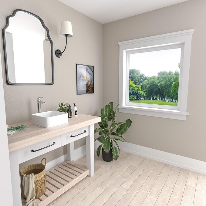 Mocoloo Square Bathroom Vessel Sink - 15 x 15 Inch Bathroom Sinks Above Counter Porcelain Ceramic Vanity Top Square Countertop Small Bathroom Modern Vessel Sinks