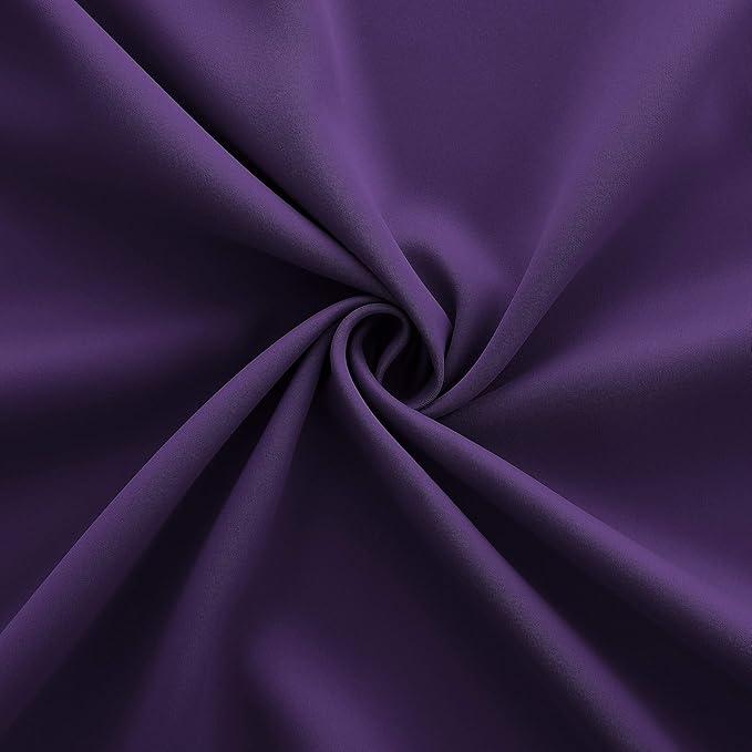 KOUFALL Purple Blackout Curtains for Bedroom,Small Curtains for Bathroom Window,Plum,24 Inch Length