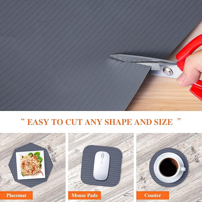 Mcrbeay Shelf Liners for Kitchen Cabinets, 20Inch x 20Ft, Non Adhesive Shelf Liner, Non-Slip Kitchen Drawer Liners, Waterproof Durable Cabinet Liners for Shelves, Refrigerator, Pantry, Dark Gray