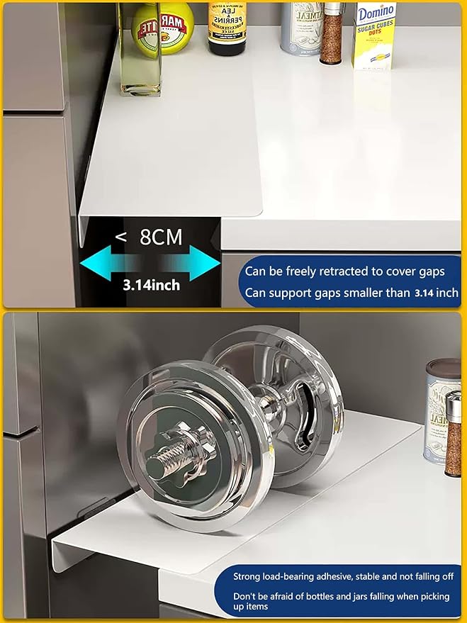 Metal Kitchen Refrigerator Gap Partition Side Panel For Crack Behind Refrigerator Kitchen Partition Panel No Drill Countertop Gap Extension Board(White,23.62 * 3.93inch)