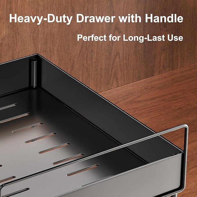 Pull Out Spice Rack Organizer for Large Upper Cabinet, Easy to Install, Drill-Free, Cabinet Requires- Clearance Height > 12 inch, Width>9 inch, Depth> 11 inch - (1 Pack), Dimensions 8.2"Wx10.2"Dx6.9"H