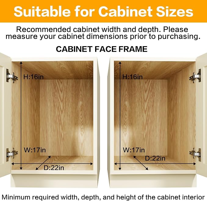2-Tier Kitchen Cabinet Pull Out Shelf and Drawer Organizer Slide Out Pantry Storaqe Basket in Multiple Sizes (16" W x 21" D)