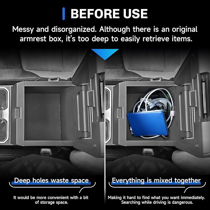 SXCY 3PCS for 2025 2026 Toyota 4Runner Center Console Organizer + Front&Rear Cupholder for 2025 Toyota 4Runner Accessories 2025 6th Gen 4Runner Center Console Tray Armrest Organizer(w/Coin Holder)