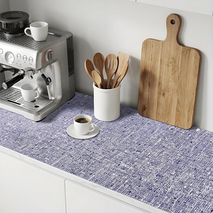 Shelf and Drawer Liner for Kitchen Cabinets 17.7'' X 96'' Non Adhesive Shelf Paper Strong Grip Anti Slip Cabinet Liners for Shelves, Oil-Proof Waterproof Cupboard Liner