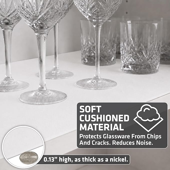 Drymate Premium Luxury Shelf & Drawer Liner, Thick Cushioned Fabric, Non-Adhesive, Absorbent, Waterproof, Slip-Resistant, Liners for Kitchen Cabinets, Cupboards (USA Made)(12”x59”)(2-Pack)(White)