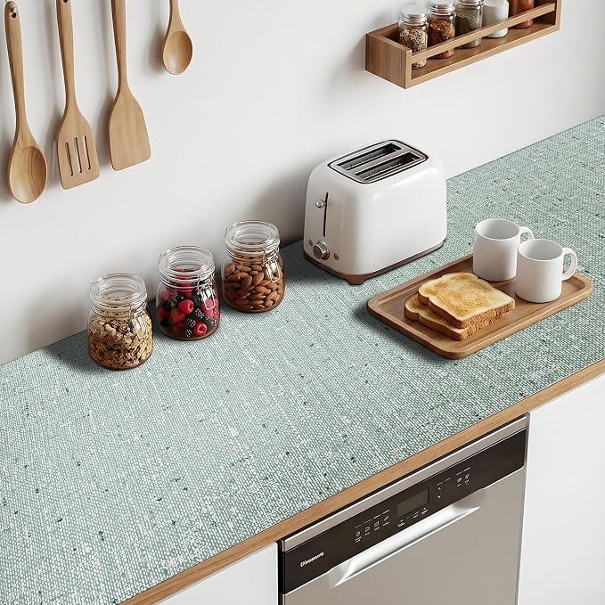 Shelf Liners Green 12'' X 120'' Drawer Liner for Kitchen Cabinet Non Adhesive, Strong Grip Anti Slip Cabinet Liners for Shelves, Oil-Proof Waterproof Cupboard Liner