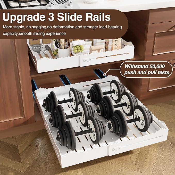 2 Pack Pull Out Cabinet Organizer, Expandable Width (12"-18") and Depth (13.7"-23.6"),Pull Out Drawers for Cabinets, Slide Out Drawers for Kitchen Cabinets with Sturdy Metal Pull Out Shelves