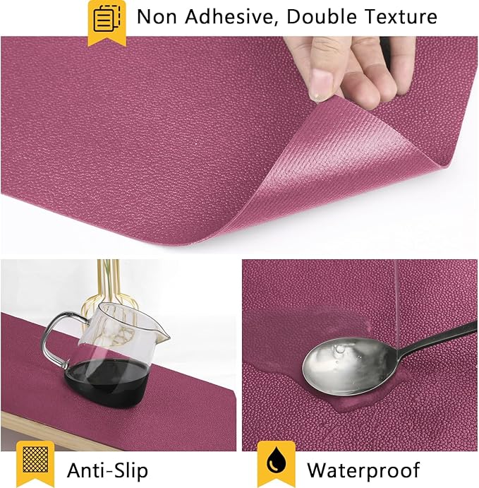 WochiTV Shelf Liner for Cabinets, Drawer Non Adhesive Non Slip Foam Mat for Kitchen, Pantry, Bathroom, Cupboard, Garage, Closet, Shelves, Drawer, Tool Box, Fuchsia 23.6 x 118 inches