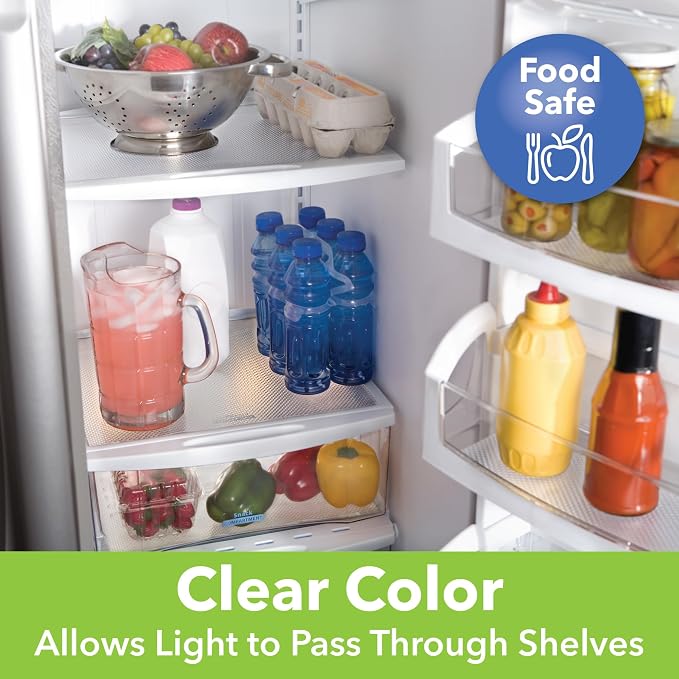 EasyLiner Clear Classic Shelf Liner - Durable Non-Adhesive Fridge Liner - Easy-to-Install and Easy-to-Clean - Kitchen Liner Mat for Fridge Shelves - Food Safe - Removable - 20 in x 24 ft - Clear
