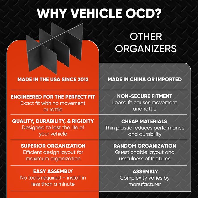 Vehicle OCD - Center Console Organizer for Toyota Highlander (2014-2019) - Made in USA - SLX109
