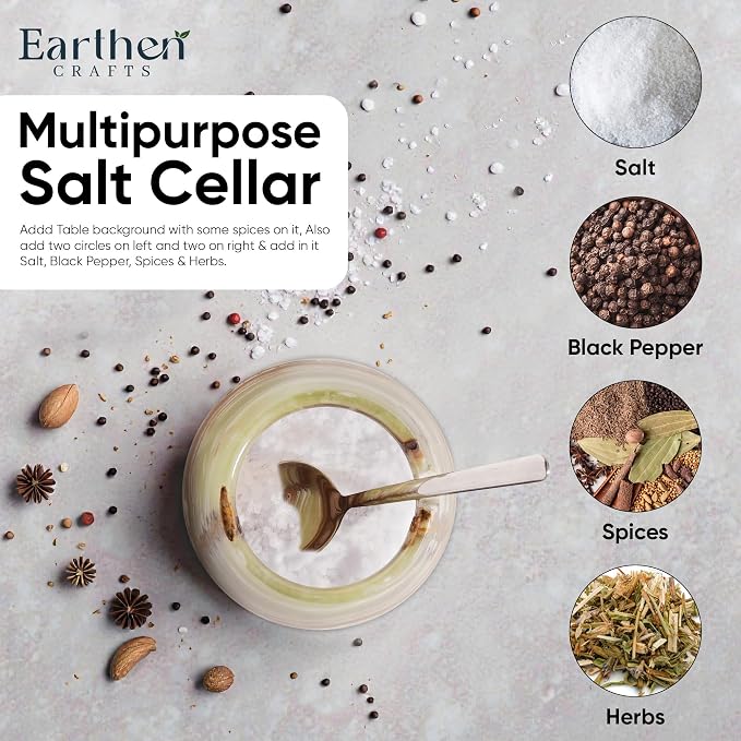 Marble Salt Cellar with Lid Green 3 Inches Salt Box Spice Storage Container Seasoning Jar with Spoon, Modern Salt Keeper for Kitchen Countertop, 3 OZ Capacity